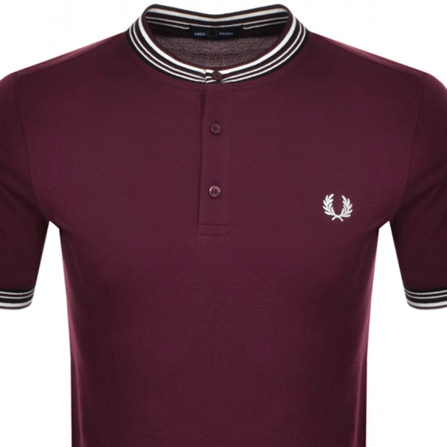 Alternative Image for ProductFred Perry Henley Collar Polo T Shirt Burgundy2